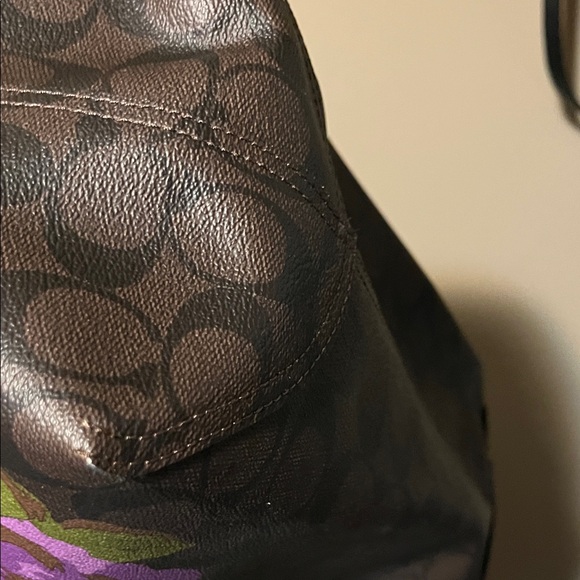 Coach City Black Tote with Purple Floral Design - Picture 5 of 9